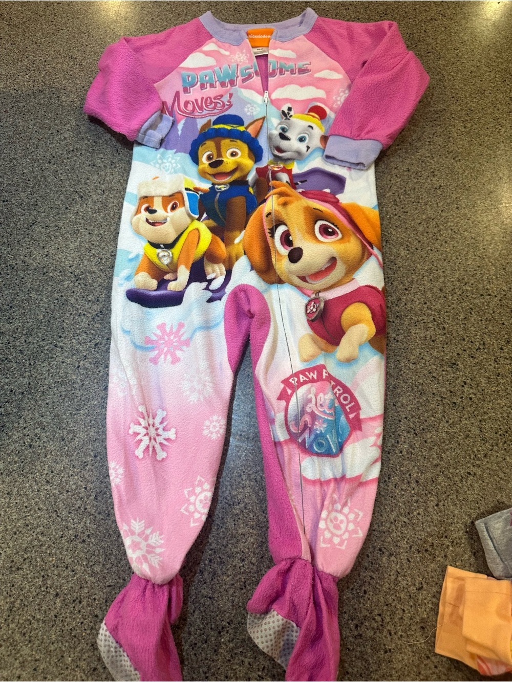 Nickelodeon Pink Paw Patrol Girls Footed One-Piece Pajama